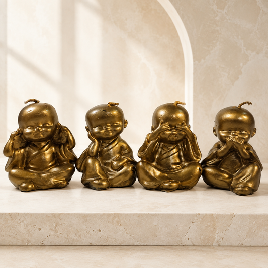 Velas Monjes Sabios Dorados | Pack de 4 Zen Feng Shui